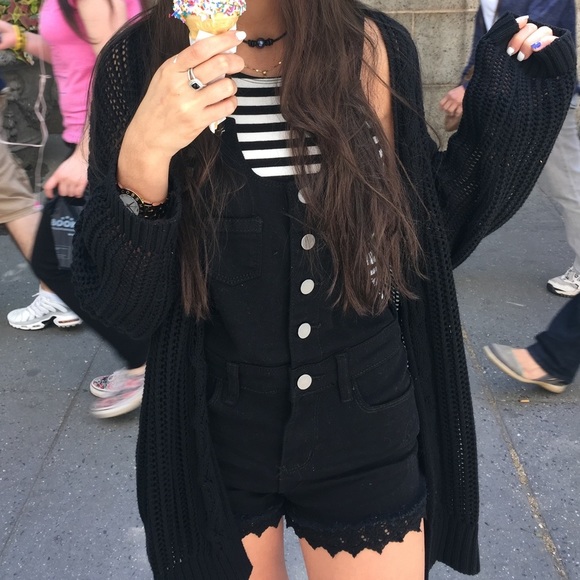 Forever21 Denim Lace Trim Overalls - Picture 3 of 12